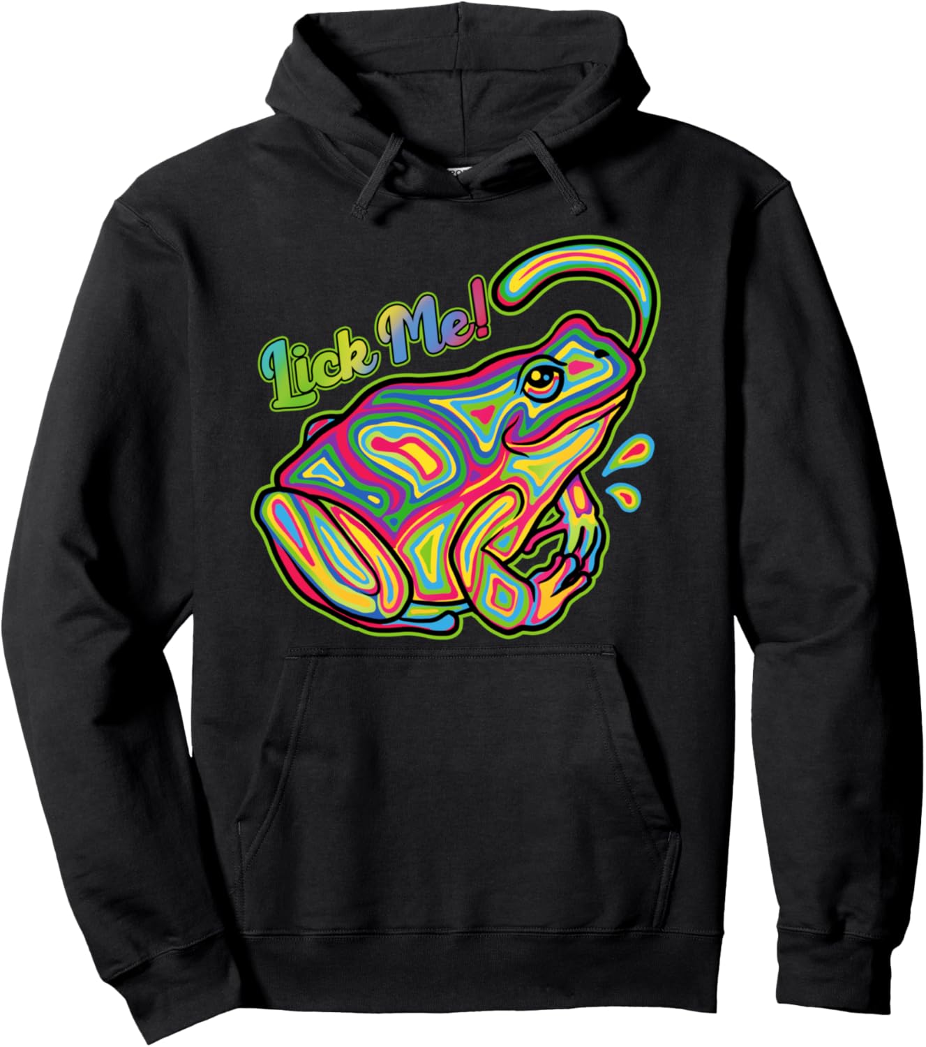 

Толстовка Lick Me Psychedelic Trippy Frog Acid Frogs Design EDM Rave Ingenius Psychedelic Frog Lick Me Crazy Rave Gift, черный