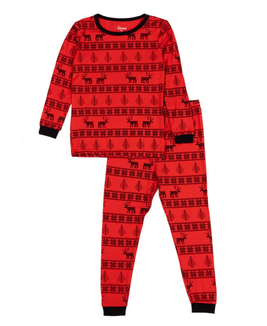 

Детская пижама из двух частей из вискозы и бамбука для отдыха Leveret, Reindeer