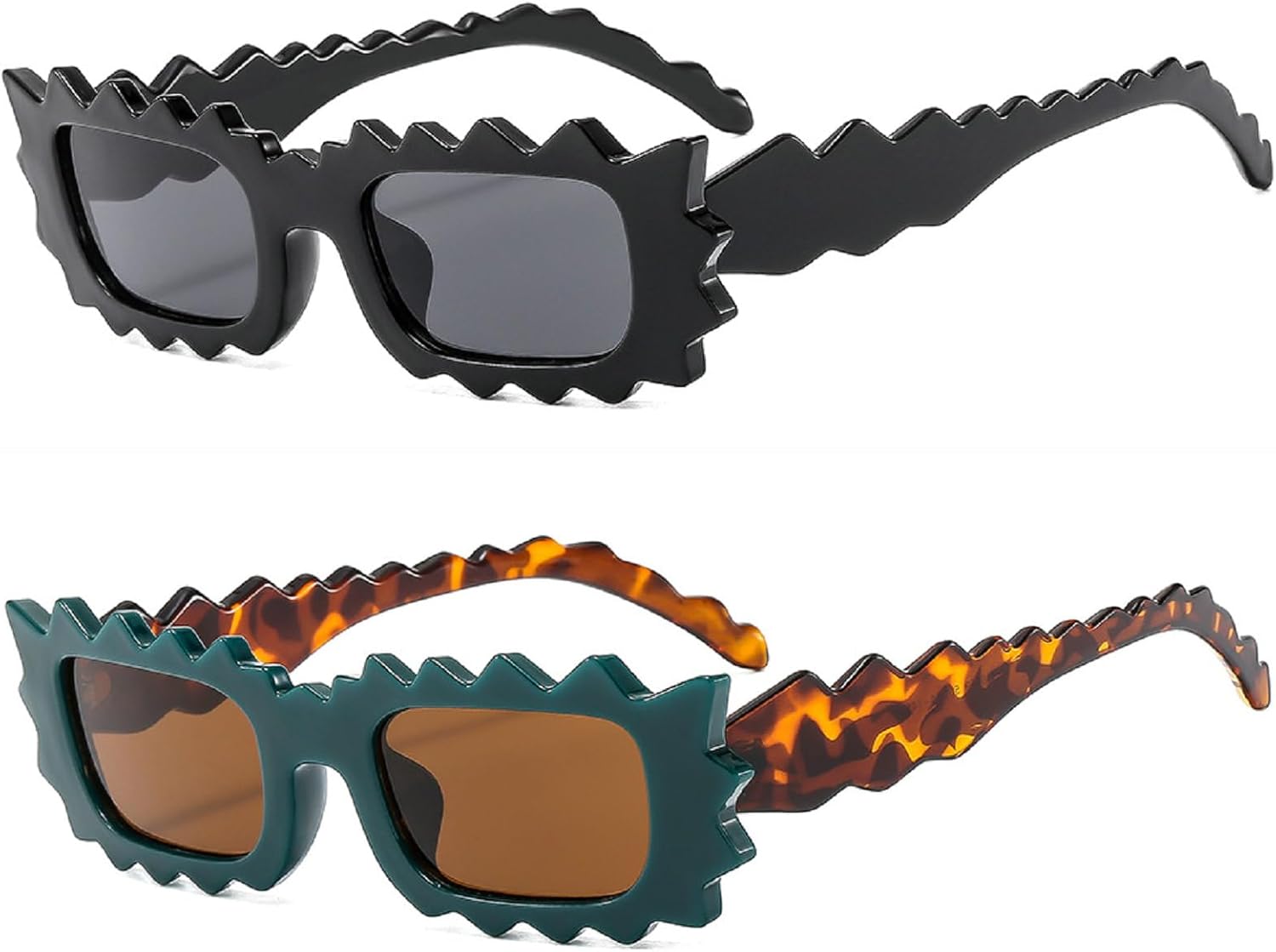 

Модные солнцезащитные очки неправильной формы прямоугольной формы для женщин, градиентные волнообразные линзы, защита от УФ-излучения UV400, ретро-квадратные солнцезащитные очки для мужчин mincl, 2pcs-black&green