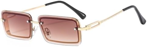 

Винтажные модные солнцезащитные очки без оправы, прямоугольные, с градиентным переходом цвета, защита от УФ-излучения UV400, летние, для путешествий, для женщин MTZJH, C3