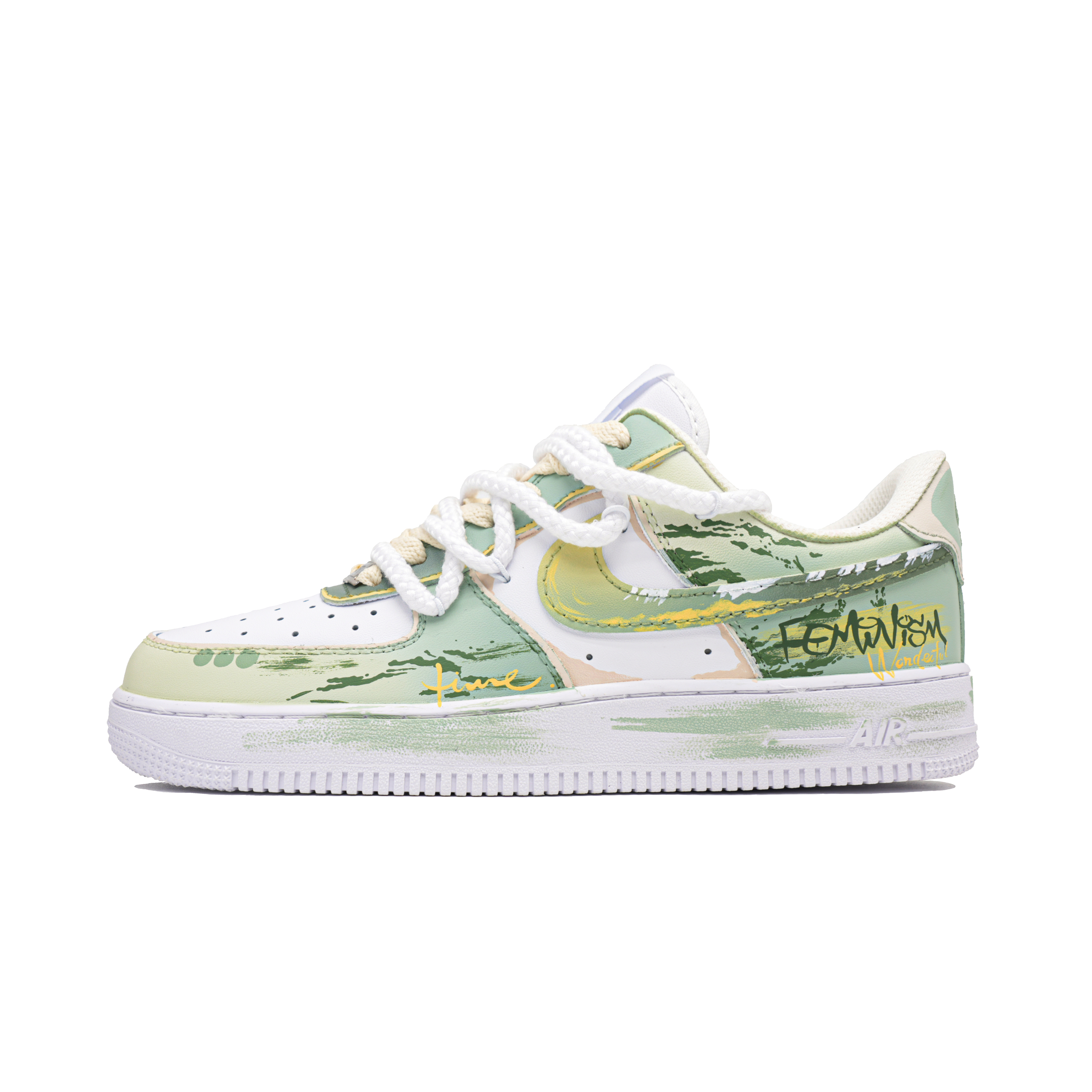 Кроссовки Air Force 1 Blue Wild Dream, Footprint Innovation, износостойкие, низкие, для скейтбординга, унисекс, желто-зеленые Nike, Yellow Green