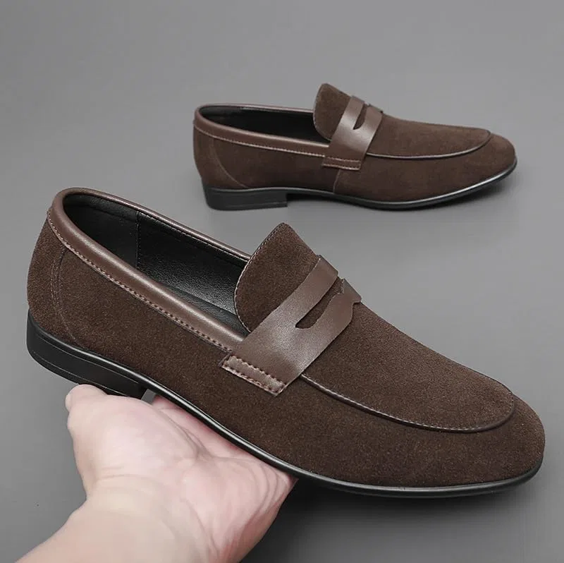 Лоферы мужские замшевые, Solid Color, Loafers for Men, Brown SayfuR — фото 2