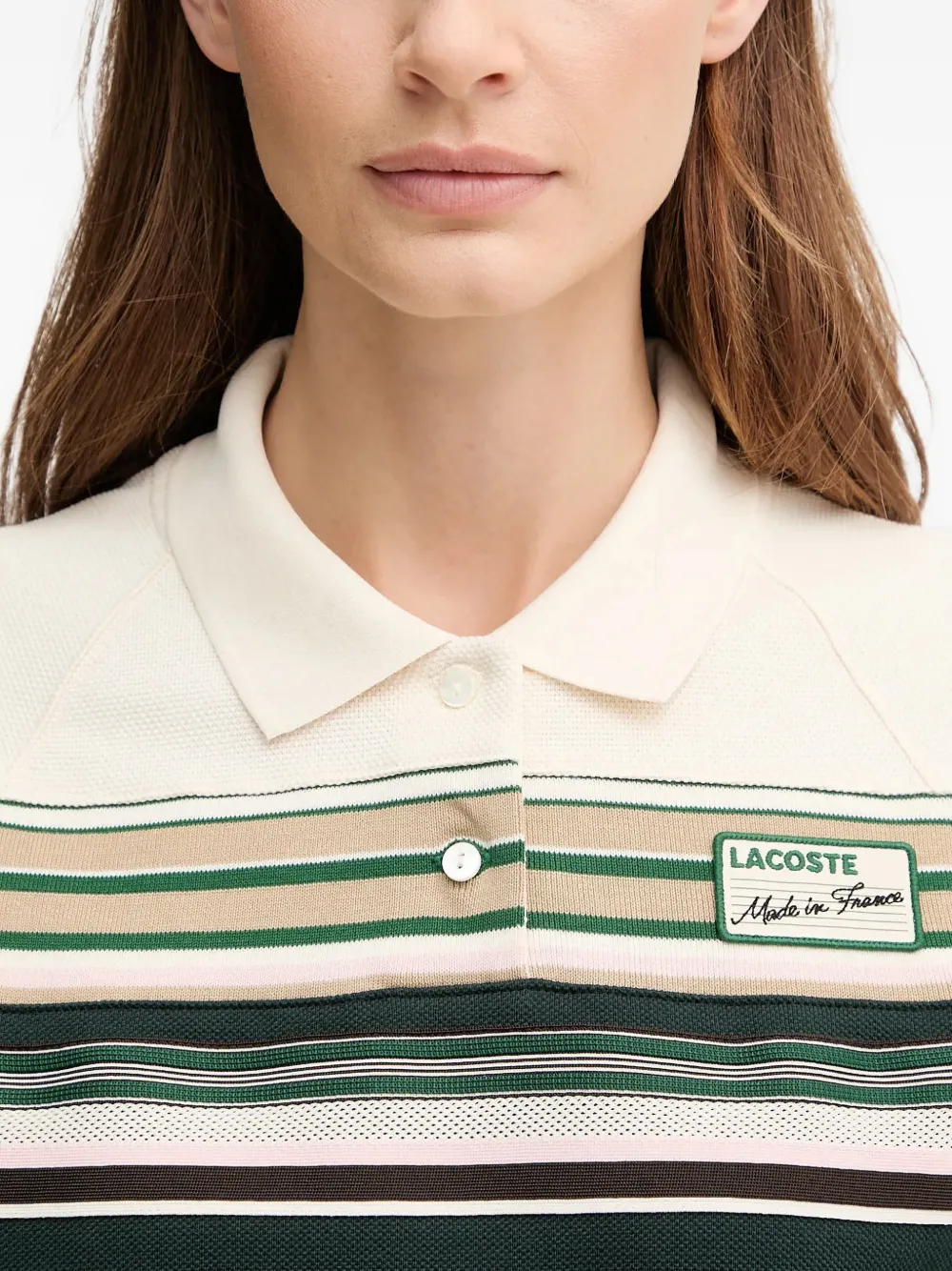 Платье миди в полоску с воротником Lacoste, зеленый — фото 4