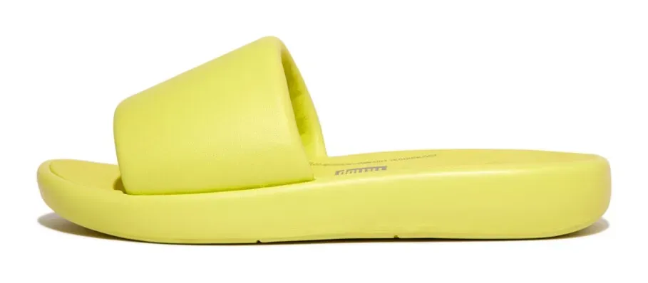Мюли Fitflop "IQUSHION D-LUXE PADDED LEATHER SLIDES", летняя обувь, тапочки с широкой повязкой, желтый — фото 3