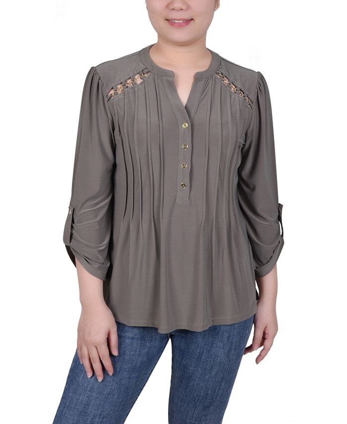 

Топ Petite с защипами спереди и цепочкой NY Collection, цвет Burnt Olive