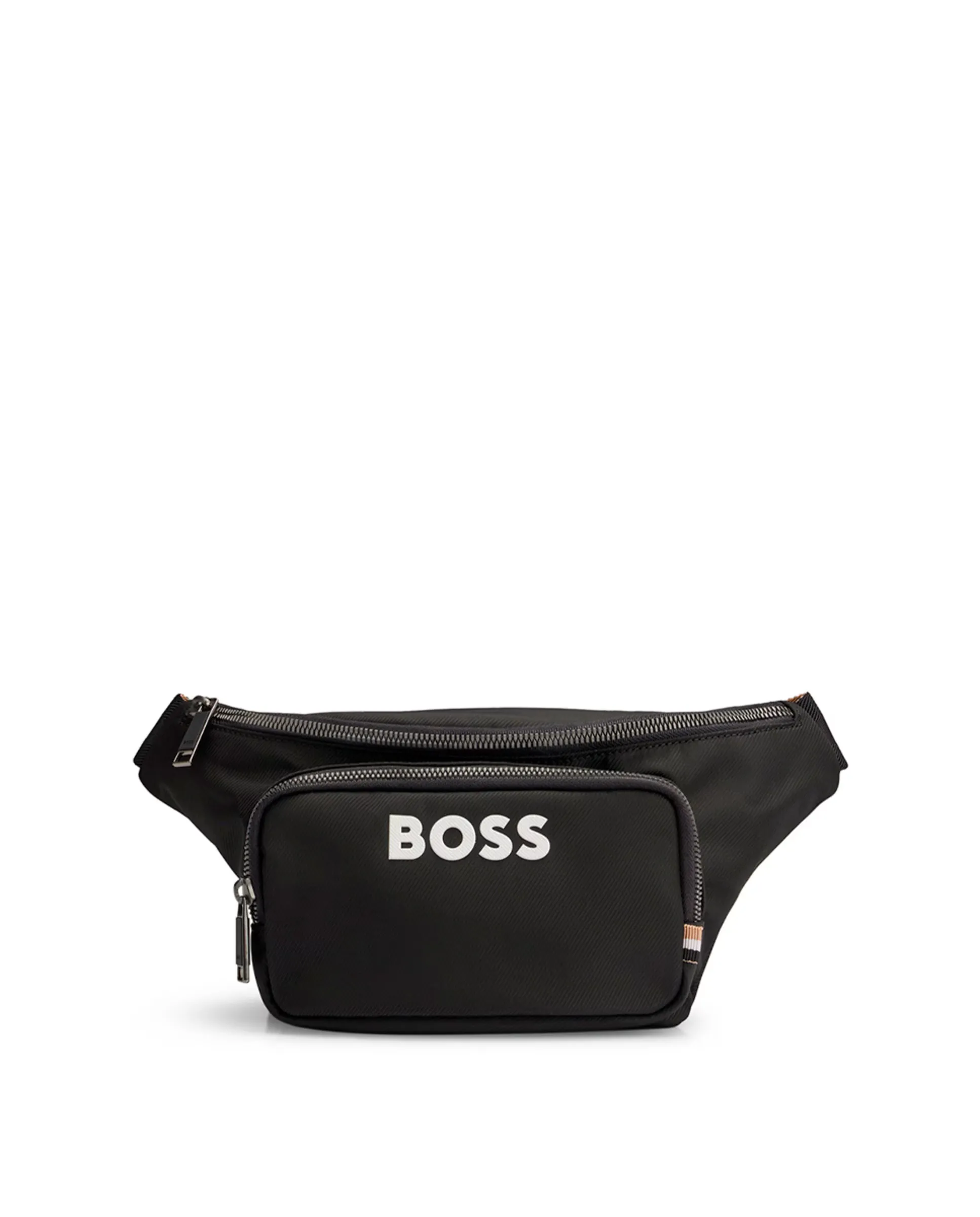 

Рюкзак-пояс с контрастной структурой и логотипом Boss, черный