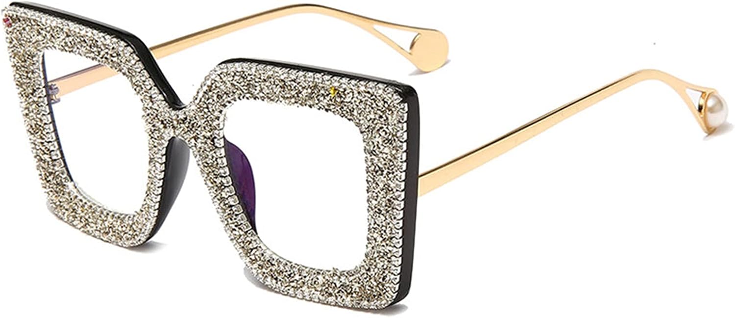

willochra Милые сверкающие хрустальные солнцезащитные очки для женщин, квадратные солнцезащитные очки со стразами, блестящие бриллиантовые солнцезащитные очки для вечеринки, Black Plian