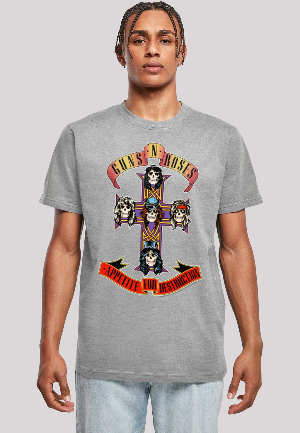 

Футболка с принтом GUNS N ROSES BAND APPETITE FOR DESTRUCTION F4NT4STIC, серый