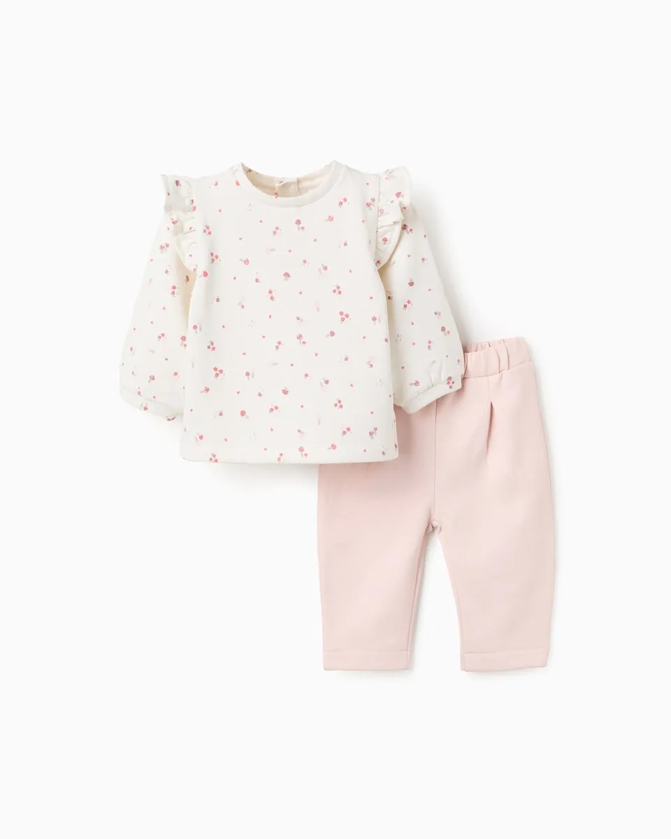 

Детский спортивный костюм на вешалке с рюшами и узором Zippy, белый/розовый