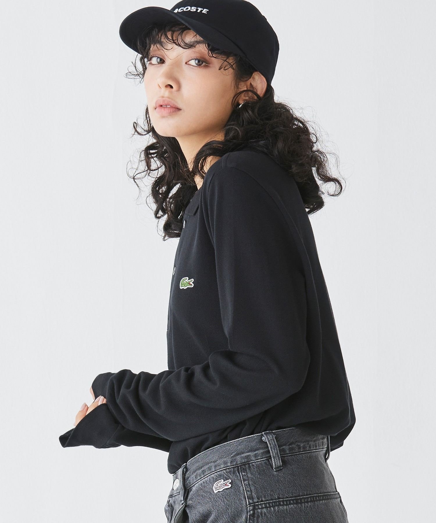 Рубашка-поло с длинным рукавом оригинального кроя LACOSTE, Black — фото 4
