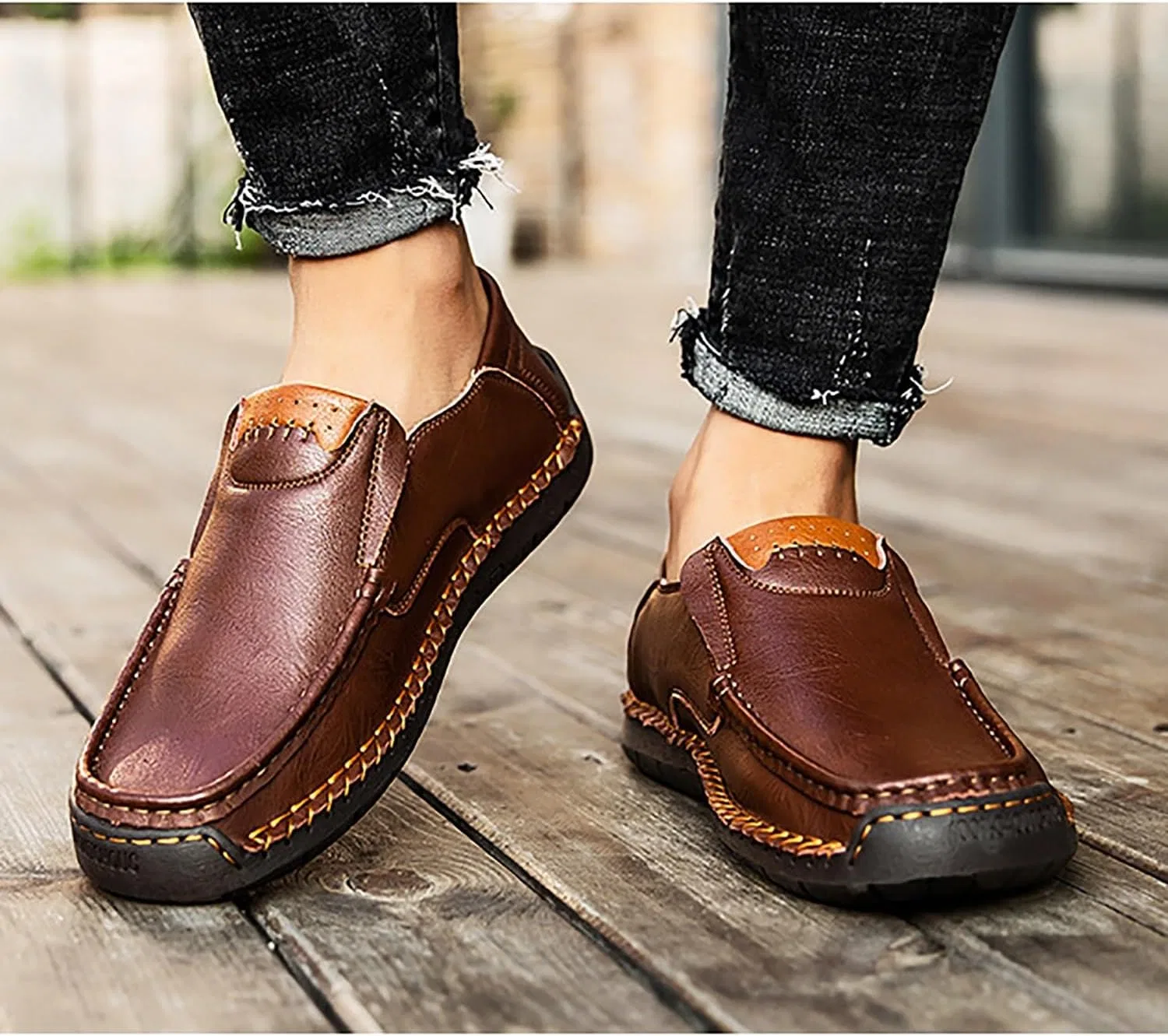 Мужские лоферы мягкие slip-on, темно-коричневый DAO-UPPSE — фото 3