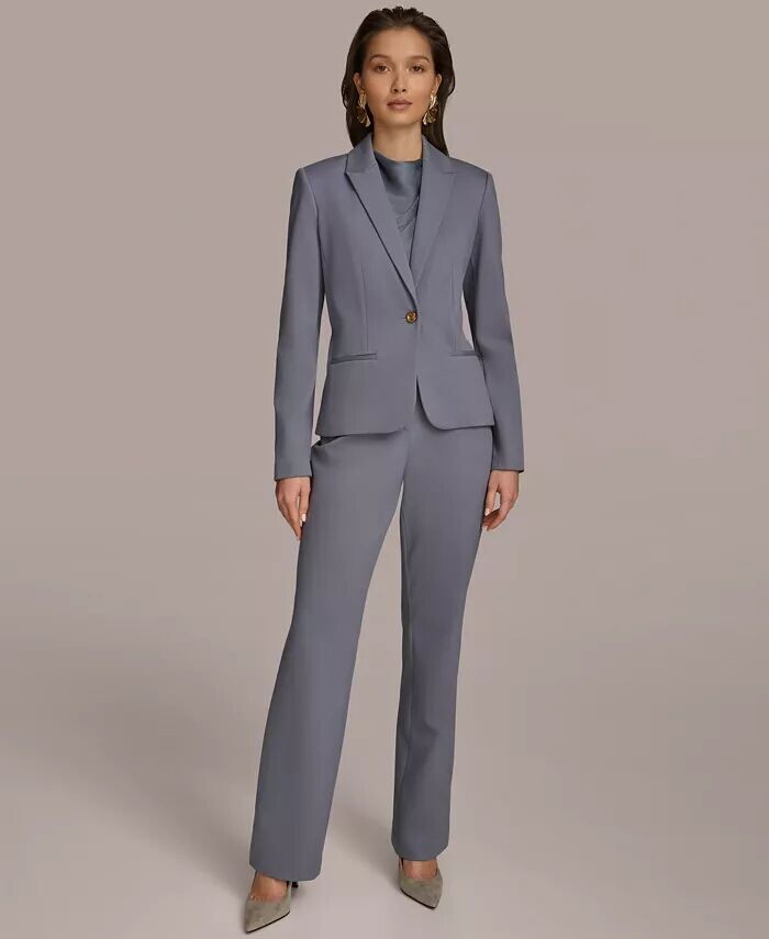

Женский пиджак на одной пуговице и прямые брюки Donna Karan New York, серый
