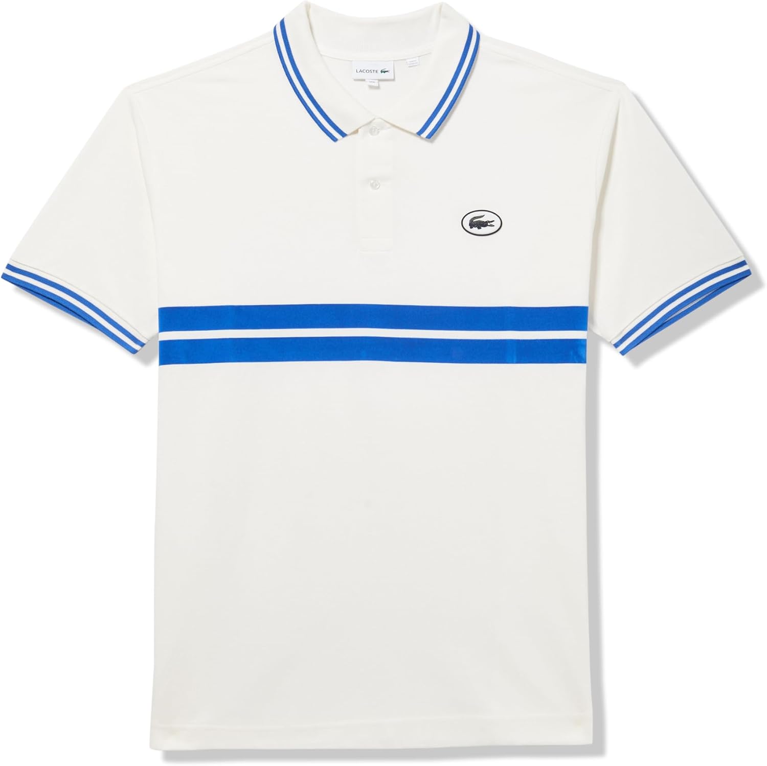

Футболка Lacoste Men's Big L.12.12 с коротким рукавом, классический крой, в полоску, Flour/Ladigue
