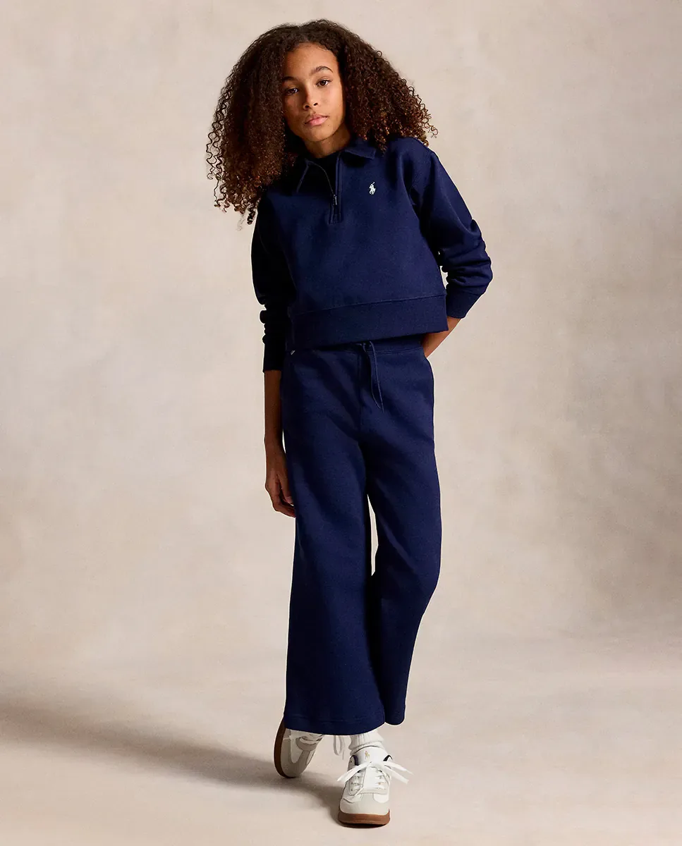 Детская толстовка из технической ткани с короткой молнией Polo Ralph Lauren, темно-синий