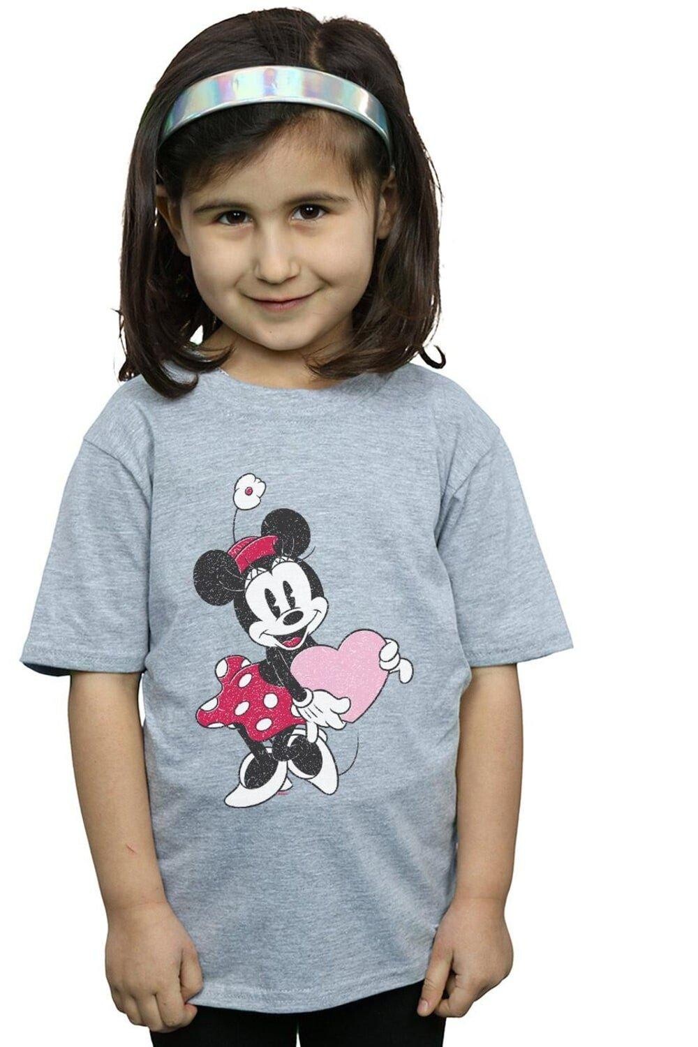 

Хлопковая футболка с сердечком Минни Маус Disney, серый