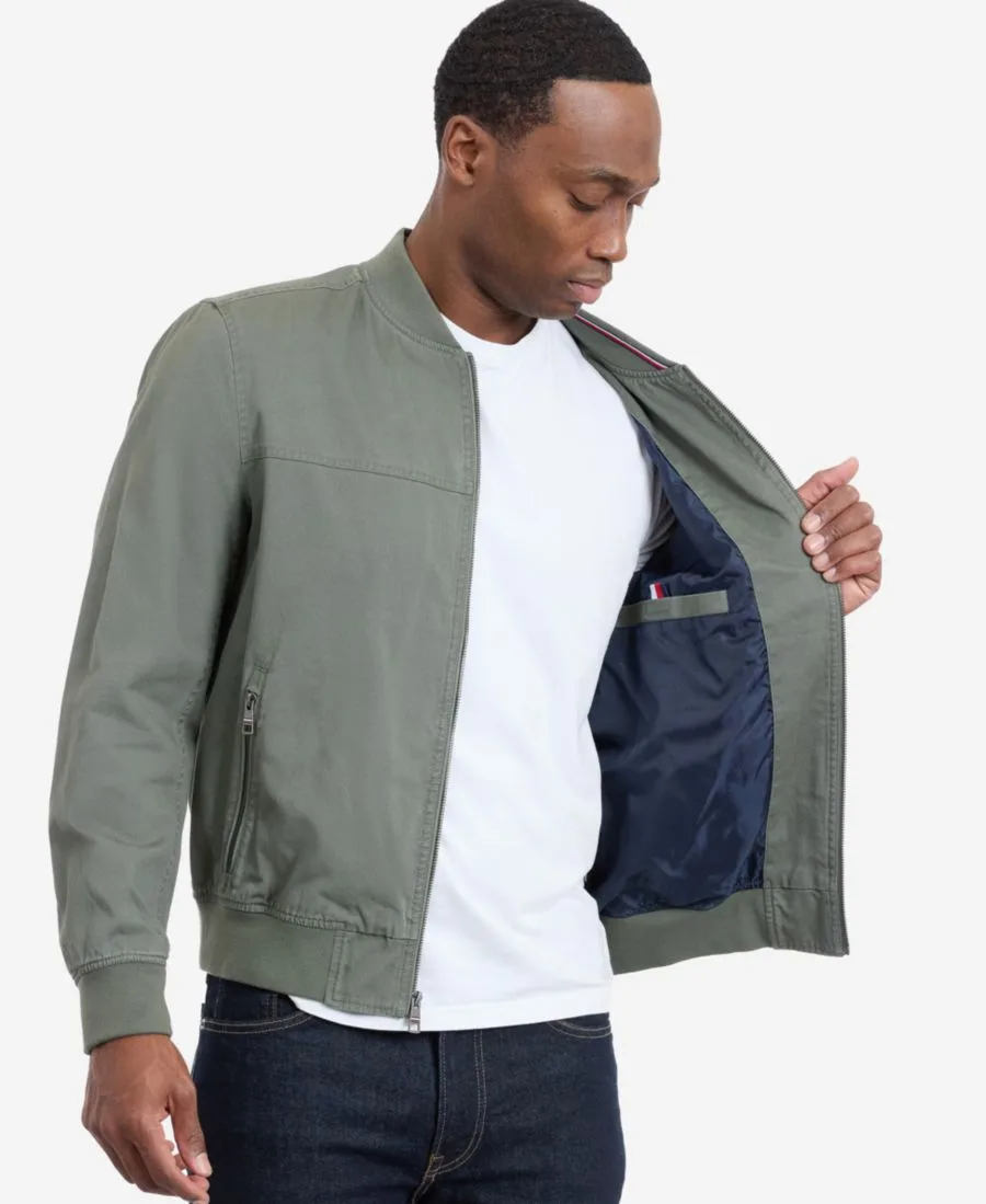 Мужская куртка-бомбер с воротником Tommy Hilfiger, military оливковый — фото 4