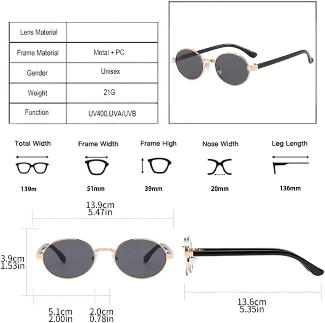 

Винтажные маленькие металлические овальные женские солнцезащитные очки, модные прозрачные градиентные очки UV400, мужские в стиле панк TKKTLLT, Golden Black Green