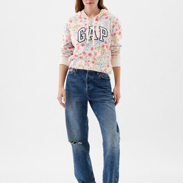 

Цветочная толстовка с капюшоном и вышитым логотипом Gap, белый
