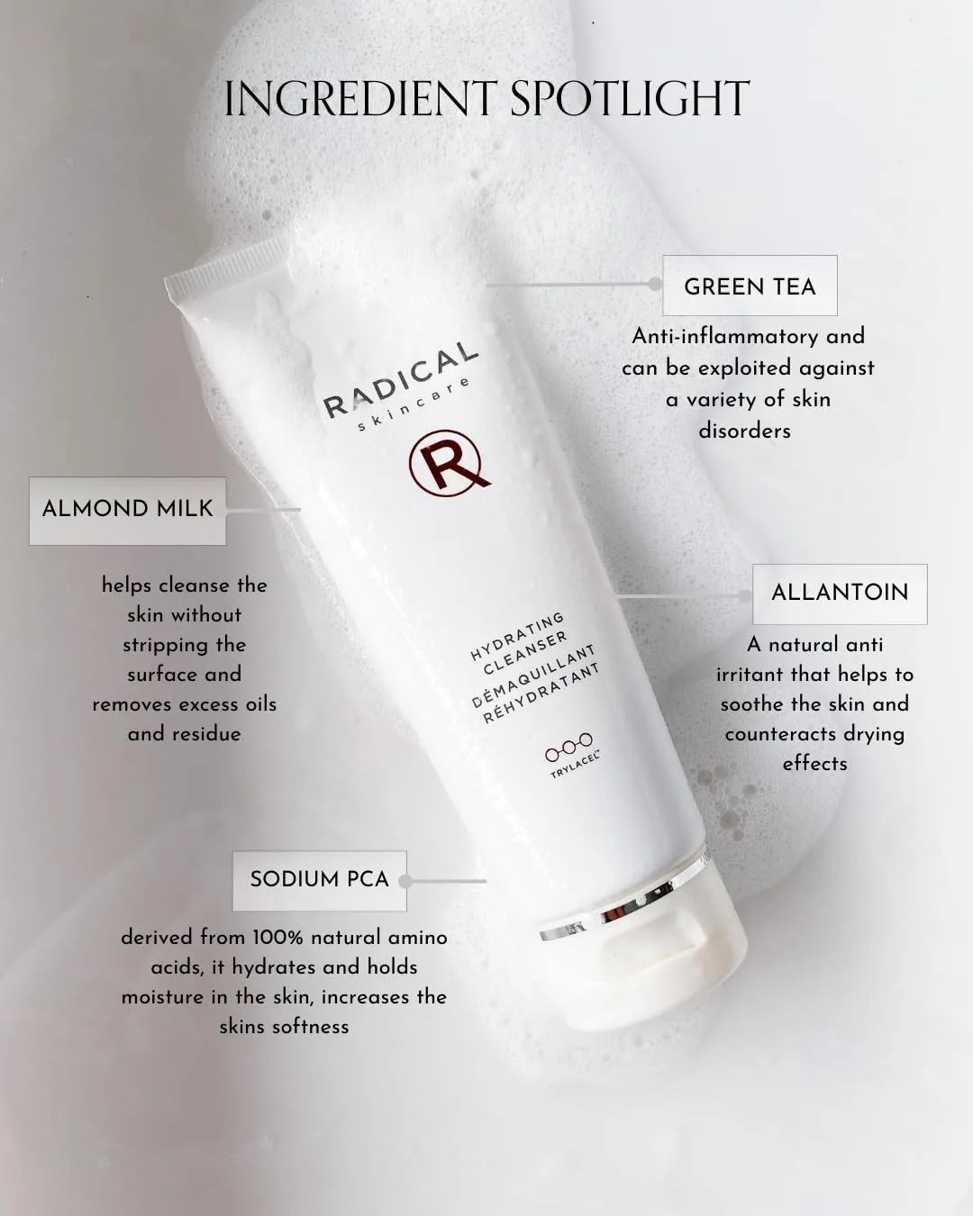 Крем для лица Radical Skincare — Увлажняющее очищающее средство - не пересушивающая, мягкая формула | Для всех типов кожи, 120 мл — фото 3