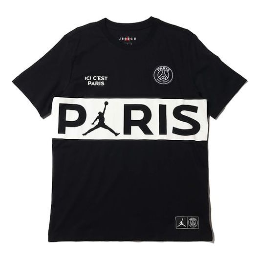 

Футболка Air Jordan x PSG Crossover Paris Saint-Germain Short Sleeve 'Black White', черный