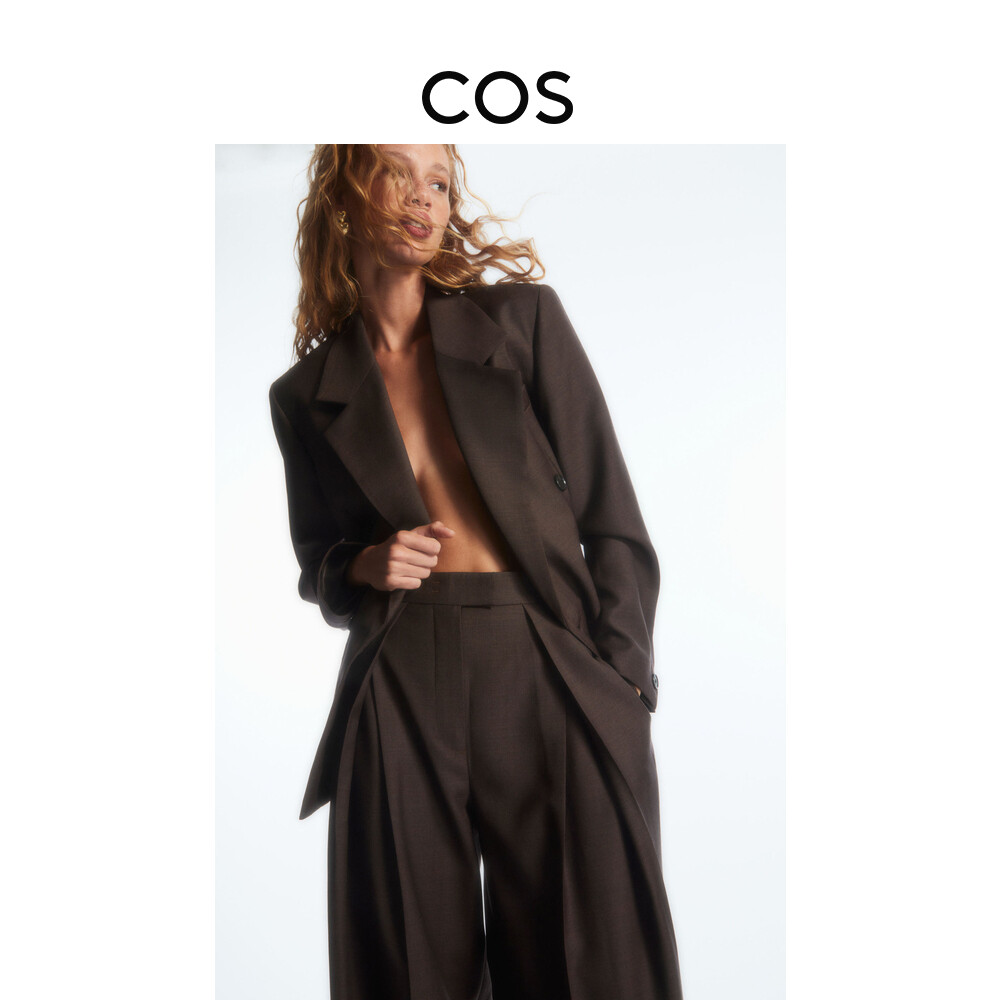 

Женские шерстяные брюки Cos со складками, темно-коричневый