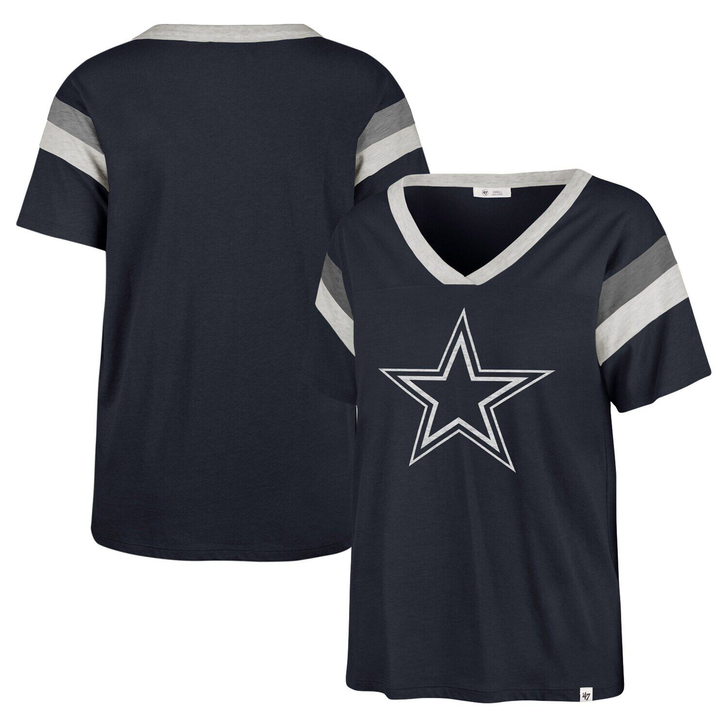 

Женская темно-синяя футболка с V-образным вырезом Dallas Cowboys Phoenix '47, Синий, Женская темно-синяя футболка с V-образным вырезом Dallas Cowboys Phoenix '47