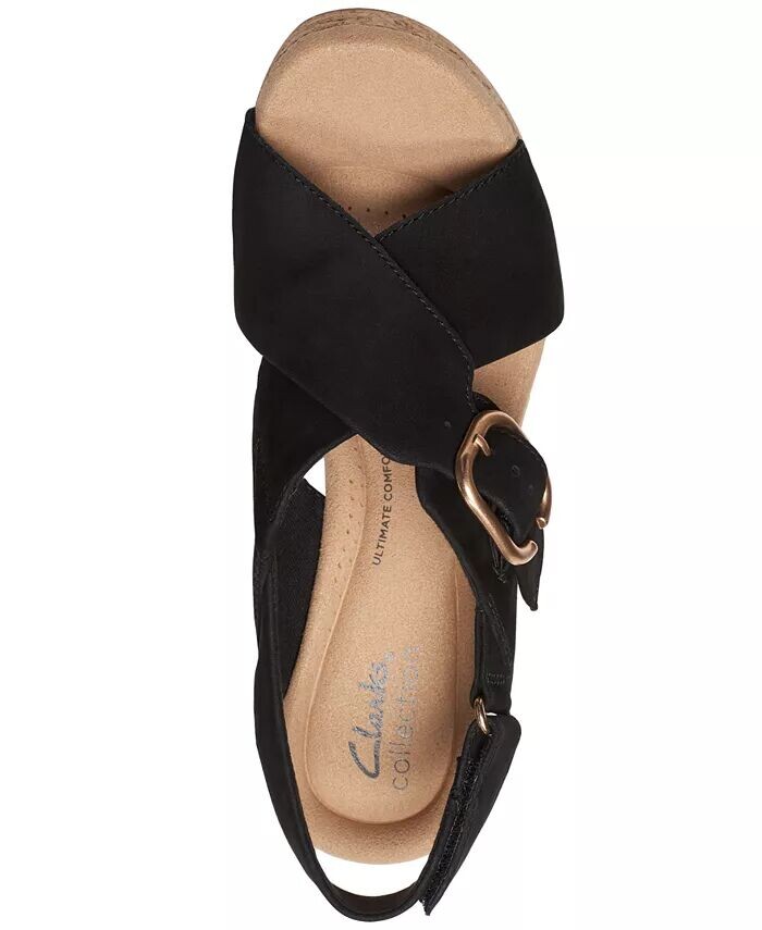 Женские босоножки Giselle Dove на танкетке Clarks, черный — фото 4