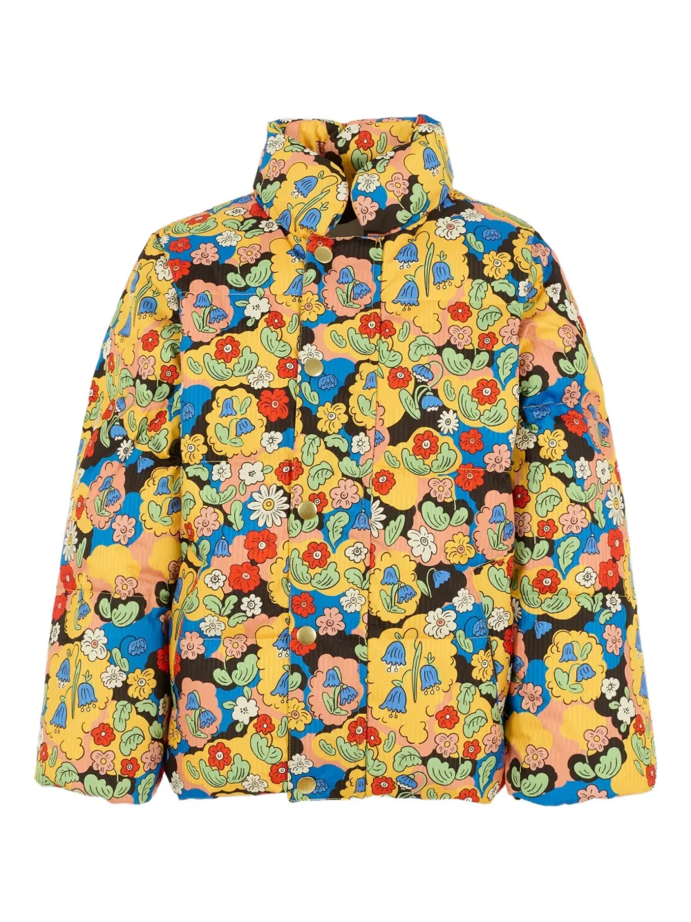 

Пуховик с цветочным принтом Mini Rodini, желтый