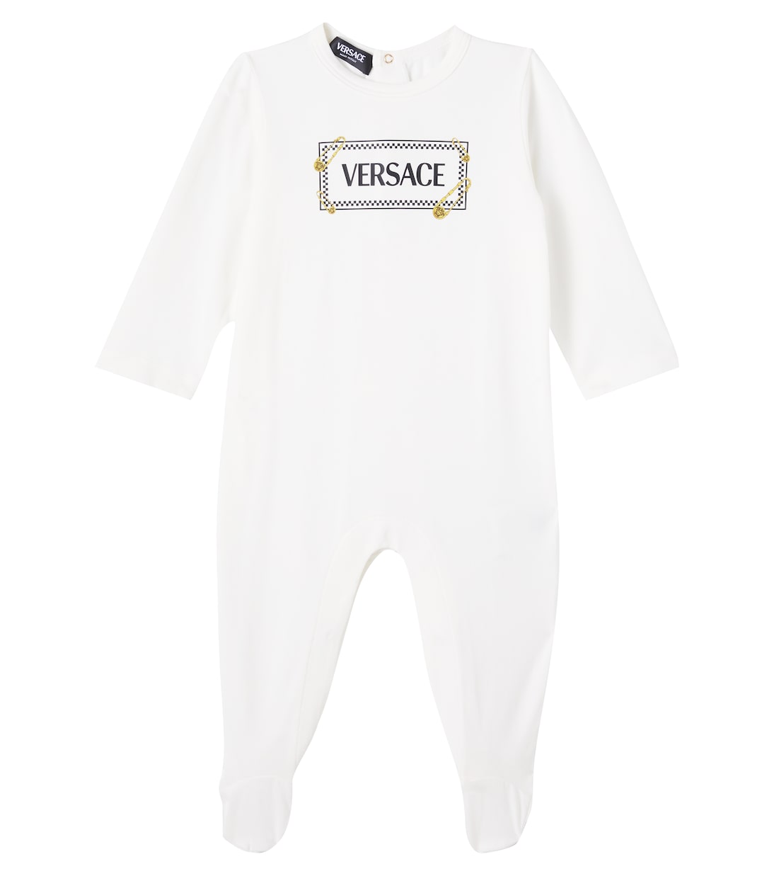 

Детский боди из хлопкового джерси с логотипом Versace Kids, White + Black + Gold