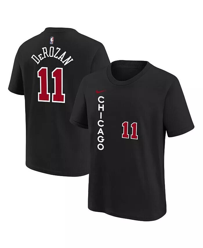 

Big Boys De Mar De Розан Черная футболка Chicago Bulls City Edition 2023/24 с именем и номером Nike, черный