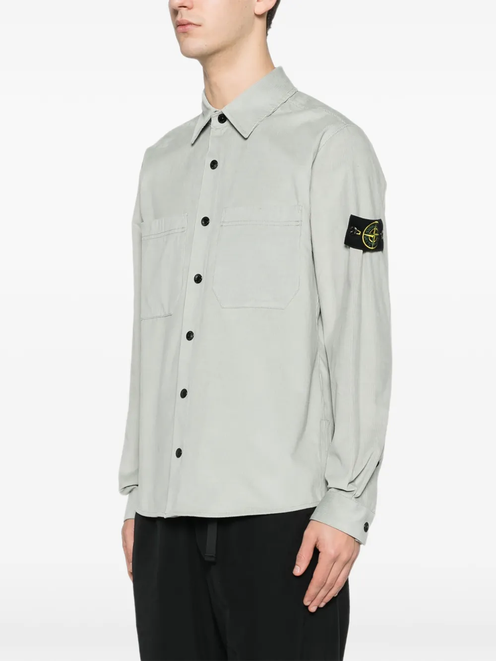 Рубашка с нашивкой и пуговицами Stone Island, зеленый — фото 3