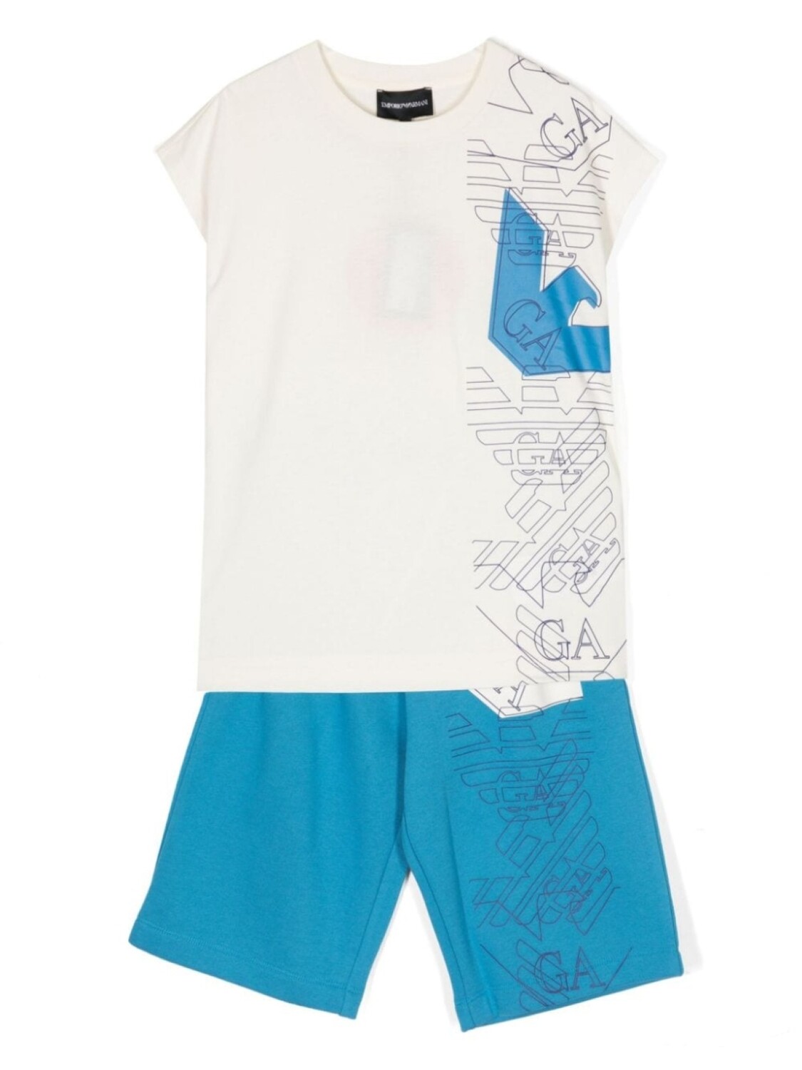 

Хлопковый спортивный костюм с логотипом Emporio Armani Kids, белый, Синий, Хлопковый спортивный костюм с логотипом Emporio Armani Kids, белый