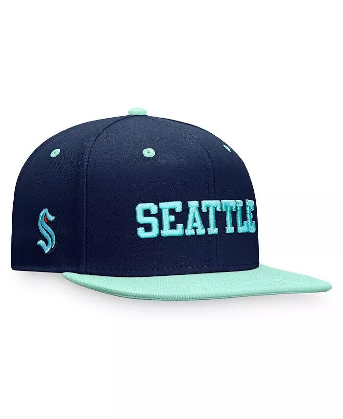

Мужская двухцветная бейсболка Snapback Deep Sea Blue, Light Blue Seattle Kraken Heritage City Fanatics