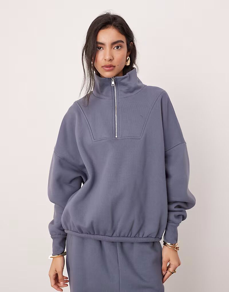 

Толстовка ASOS EDITION премиум-класса с полумолнией оверсайз, сланцево-синего цвета