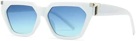 

Ретро-солнцезащитные очки для женщин и мужчин, модные, в стиле панк, с заклепками, с синим градиентом, защита от ультрафиолета UV400 MTZJH, C3 White Blue