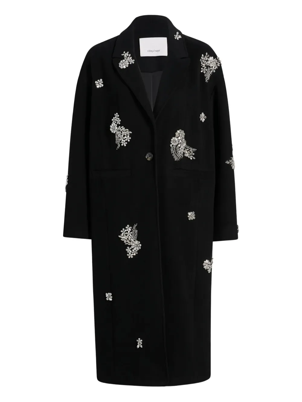 

Пальто с кристаллами Cinq A Sept, черный