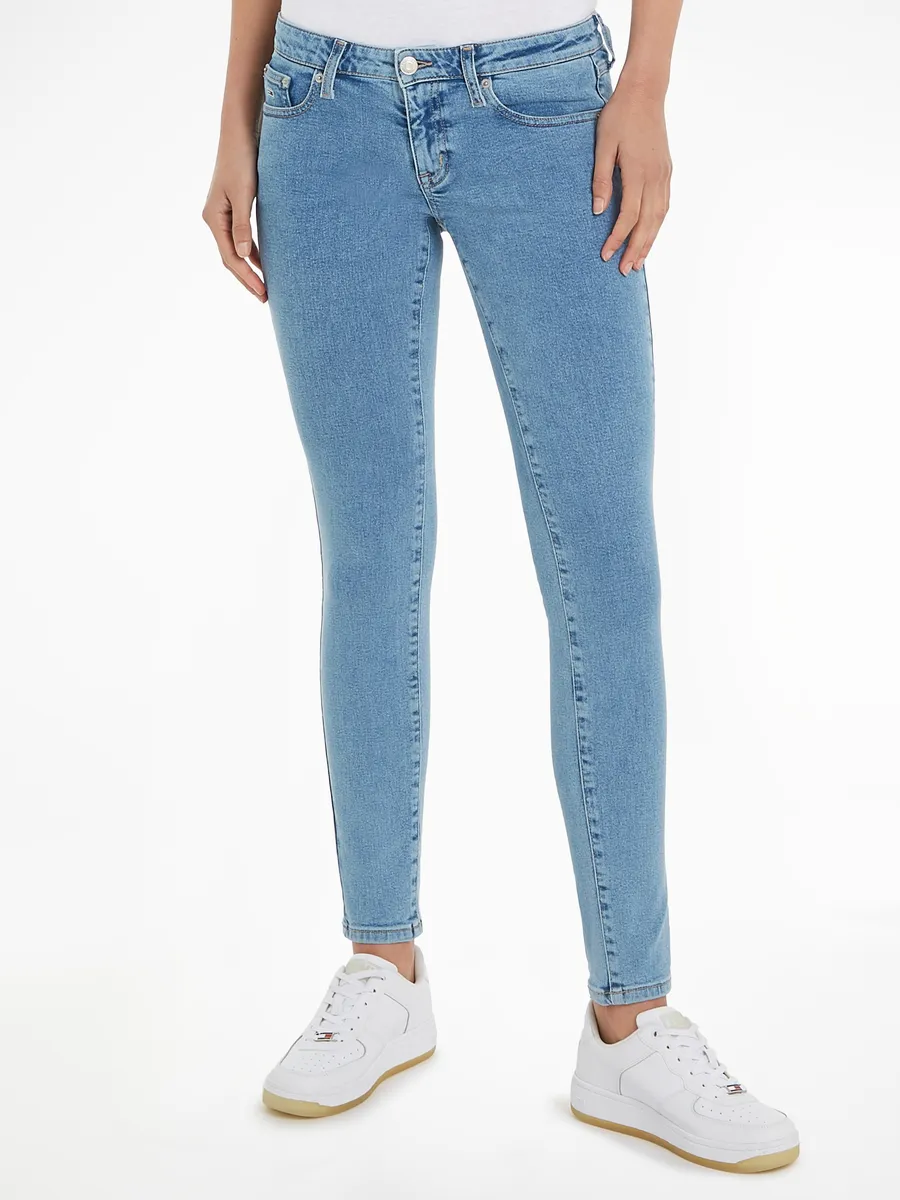 

Джинсы узкого кроя Tommy Jeans Skinny Jeans Brands Low Waist Medium Rise с эффектом выцветания, цвет Mid Blue5