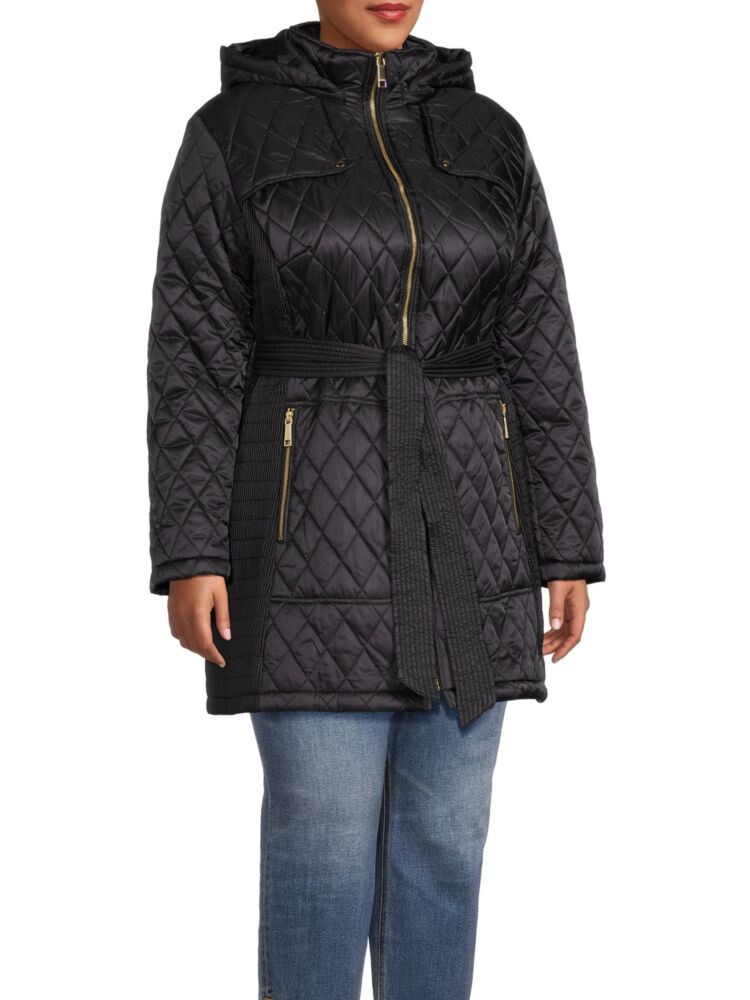 

Пуховик Plus с поясом и капюшоном Nine West, черный