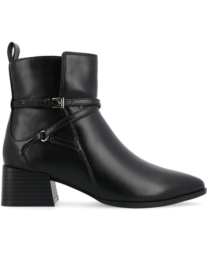 Женские ботильоны Estelle Tru Comfort из пеноматериала с острым носком на наборном каблуке Journee Collection, цвет Black — фото 2