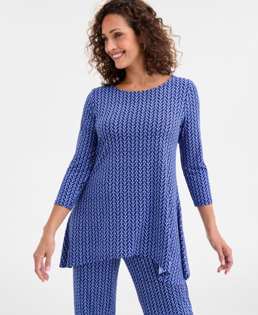 

Вязаный топ Petite Emma с вырезом-лодочкой JM Collection, Birght Saphire