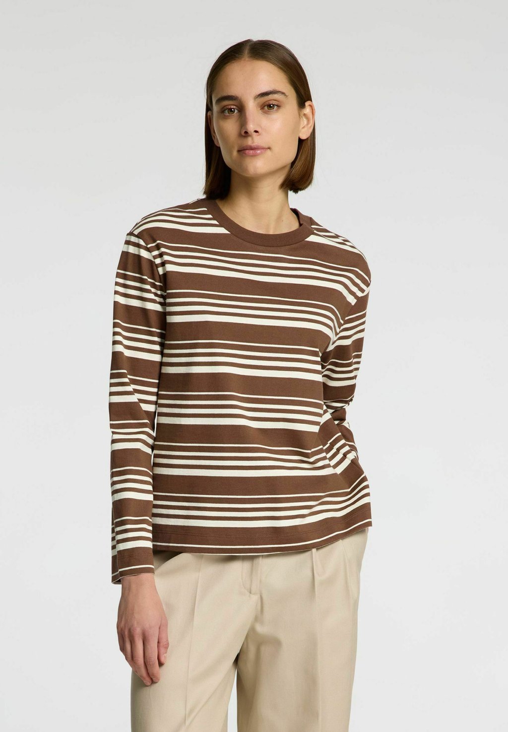 

Топ с длинными рукавами SLFBOXY-LUMA O-NECK TEE Selected Femme, коричневый