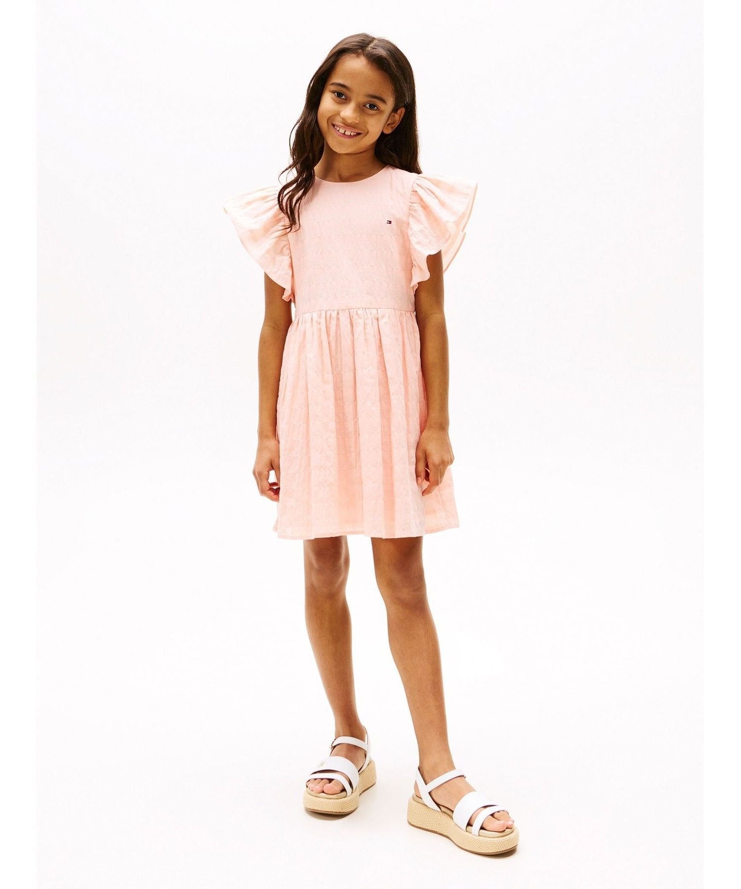 ДЕВОЧКИ Платье из фактурного хлопка TOMMY HILFIGER, Pink TKZ