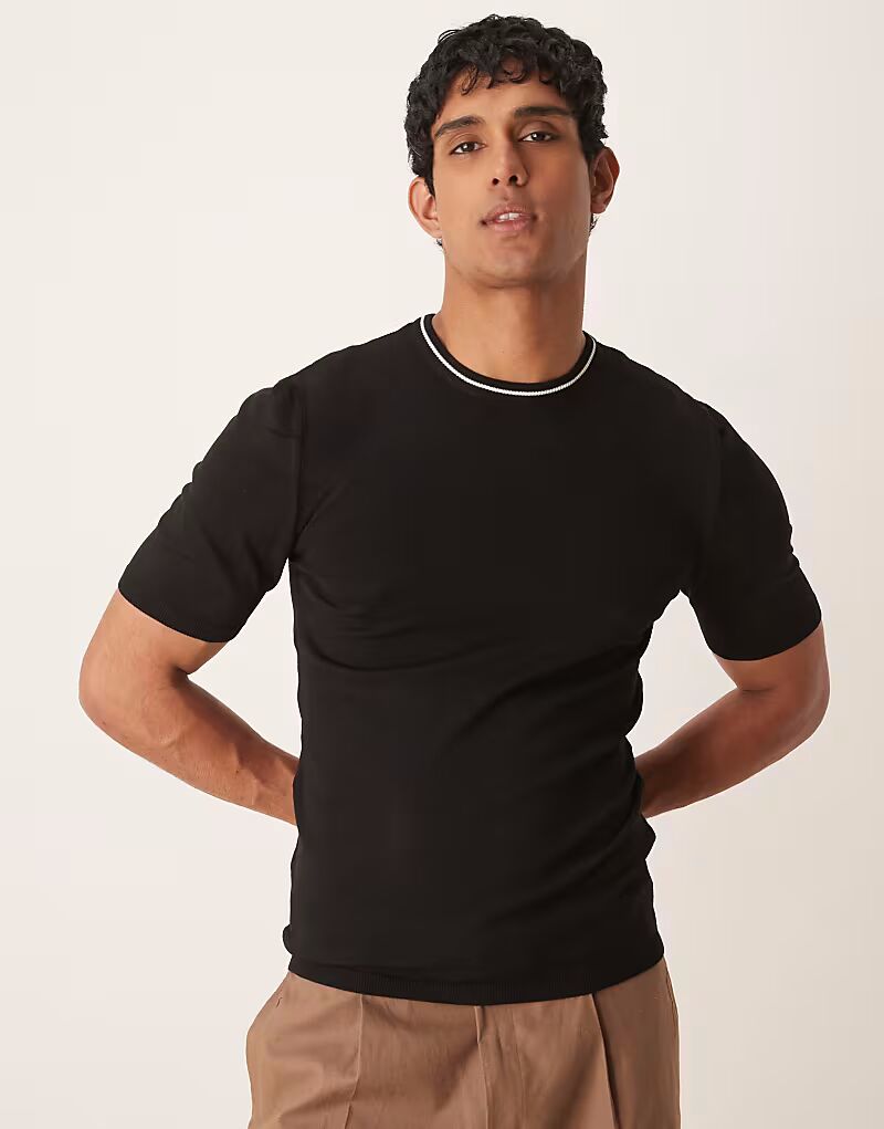 

Футболка свободного кроя премиум-класса ASOS DESIGN muscle fit с отделкой черного цвета
