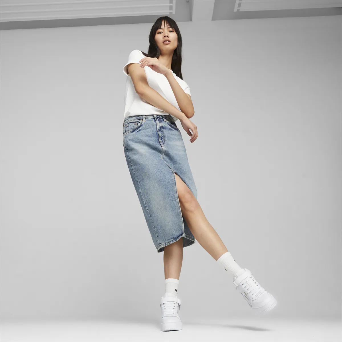 Кроссовки PUMA "Женские кроссовки Carina Street Mid", цвет White Gold — фото 3