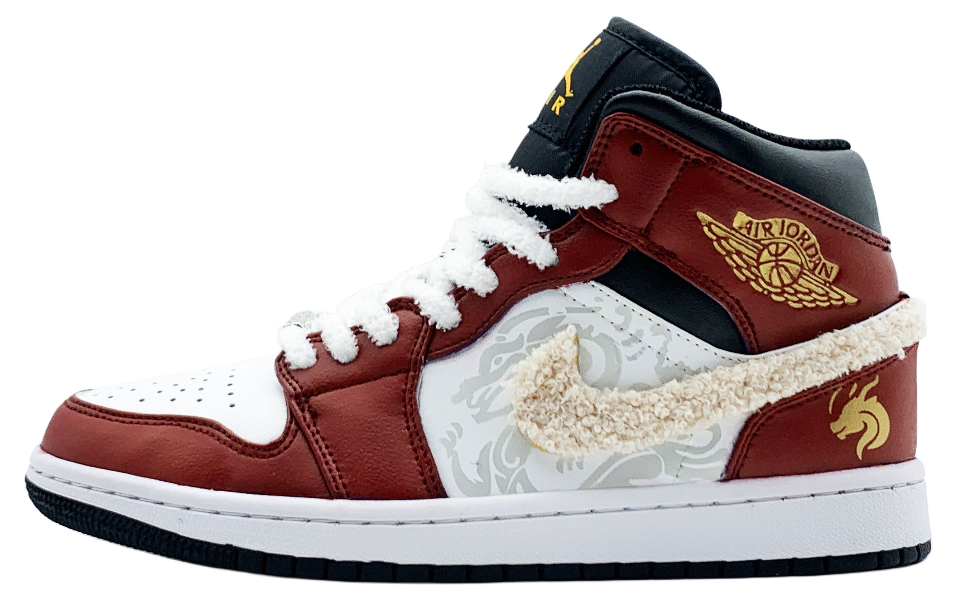 

Jordan Мужские баскетбольные кроссовки Air 1 средней высоты, износостойкие, дышащие, винтажные, красные и желтые