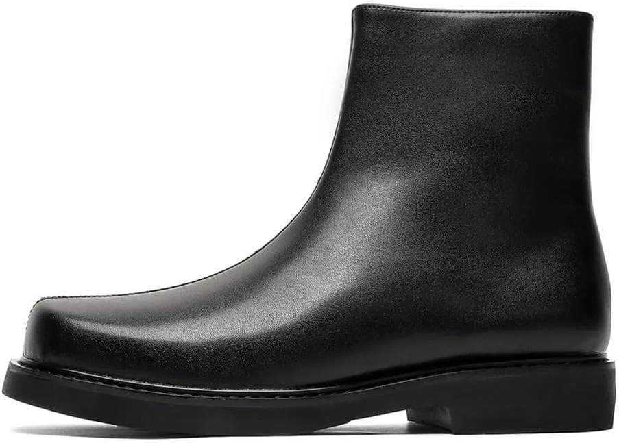MANLADUO Высокие ботинки челси Herren с квадратным носком - Reißverschluss Mitte Wade Stiefel, Black — фото 3