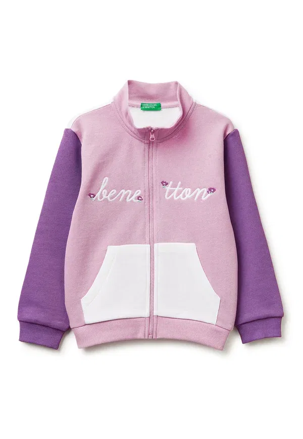 Толстовка на молнии United Colors Of Benetton, фиолетово-розово-белый