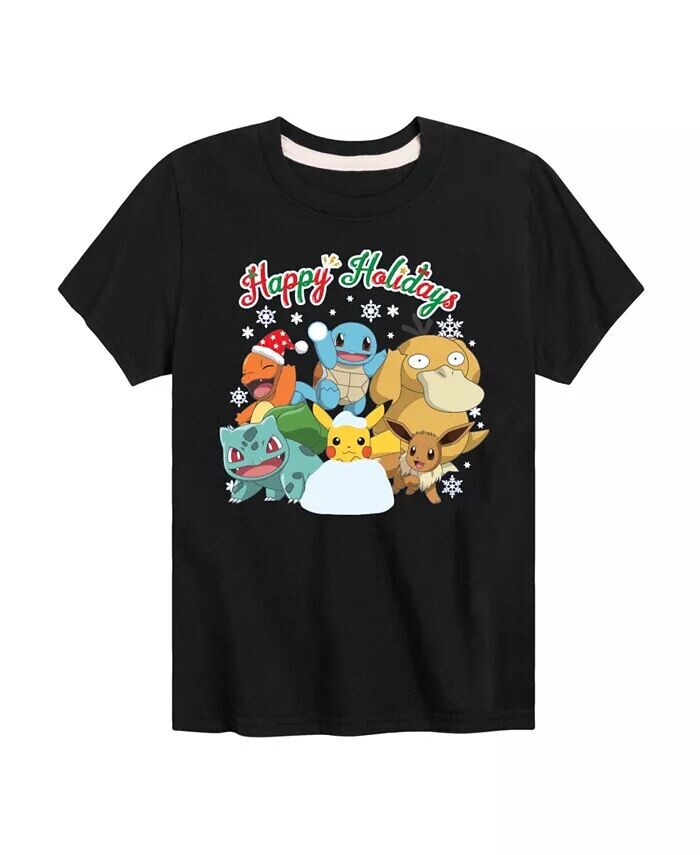 

Футболка с рисунком «Счастливые праздники» от Big Boys Pokemon Hybrid, черный