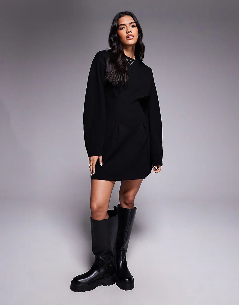 

Супермягкое мини-платье с завышенной талией ASOS DESIGN черного цвета