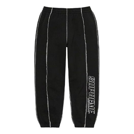 

Брюки coverstitch sweatpants 'black white' Supreme, черный
